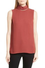 Theory Classic Slit Collar Silk Top   Nordstrom at Nordstrom